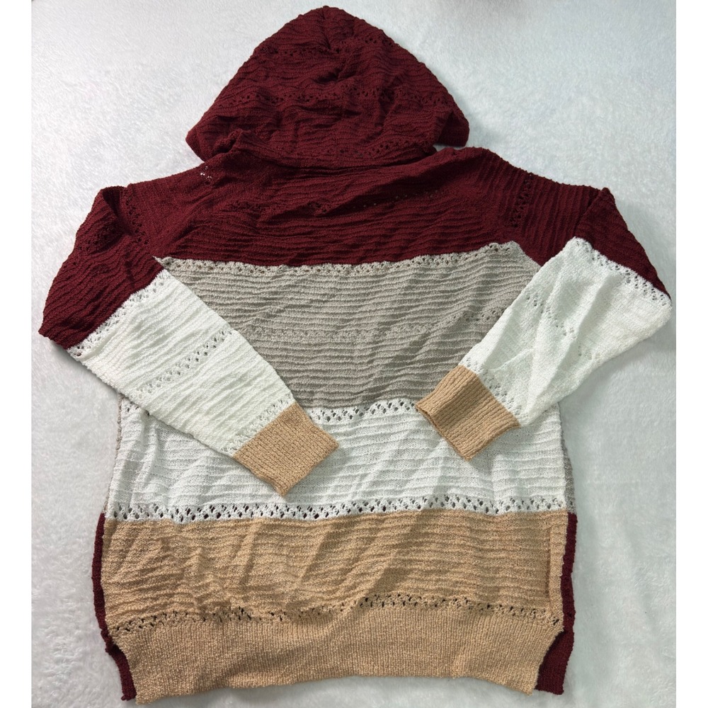 Womens Striped Hooded Sweater‎ Casual Long Sleeve Pullover M - Picture 5 of 7